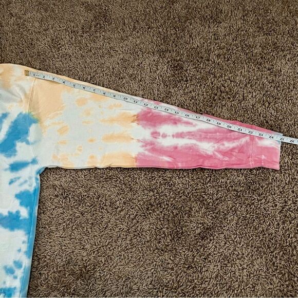 By Sami Ryan Pink Blue Yellow Tie Dye Graphic Print Hoodie Sweatshirt SZ S NWOT - Picture 7 of 8